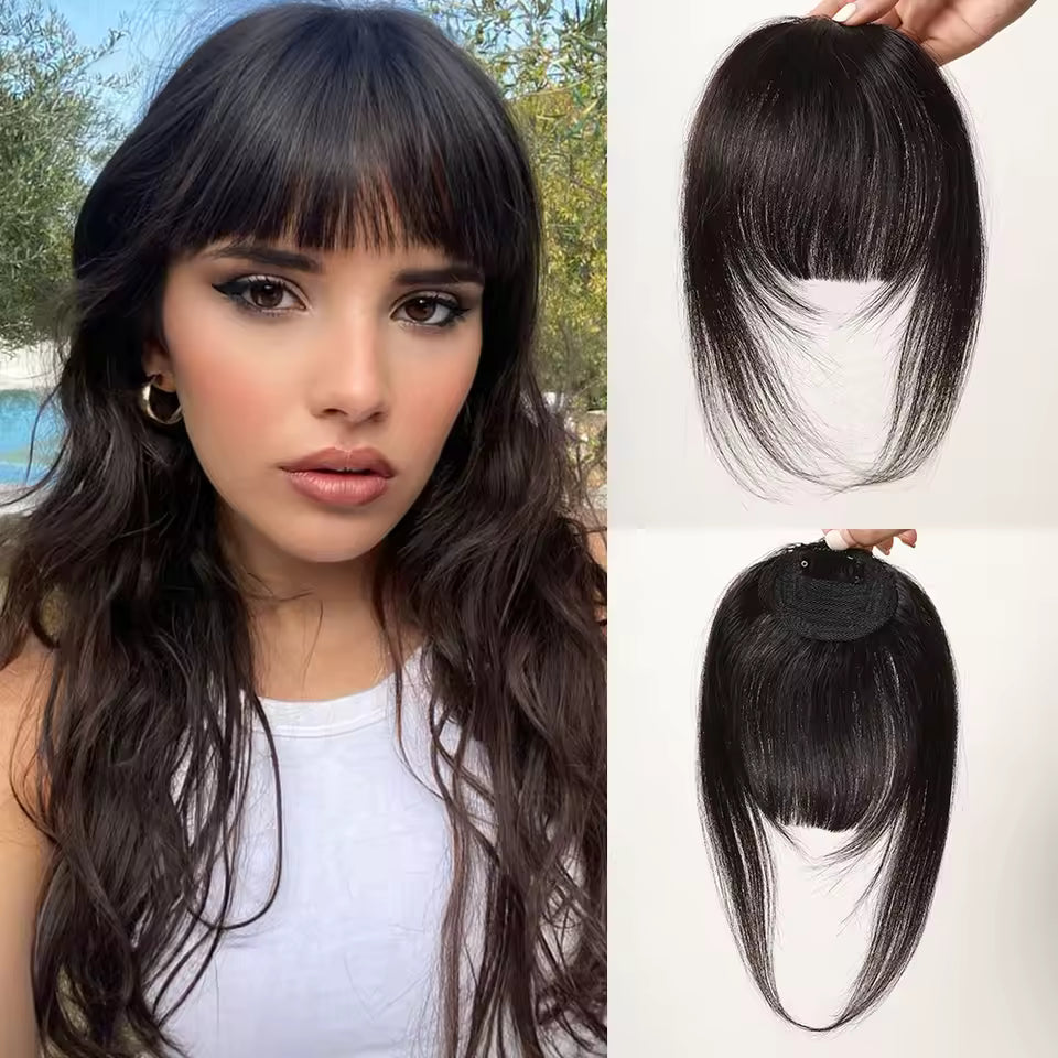 Clip-In Human Hair Fringe, Looks Real