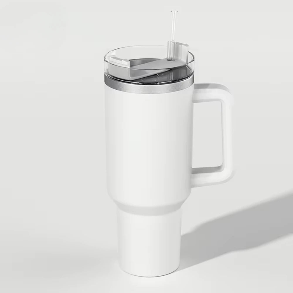 Large Tumbler with Handle and Straw, Stays Cold Or Hot